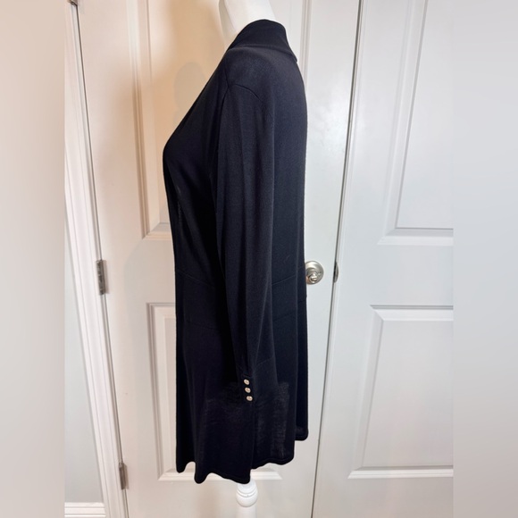 White House Black Market Black Long Minimalist Classic Cardigan Sweater Jacket M - Picture 4 of 9